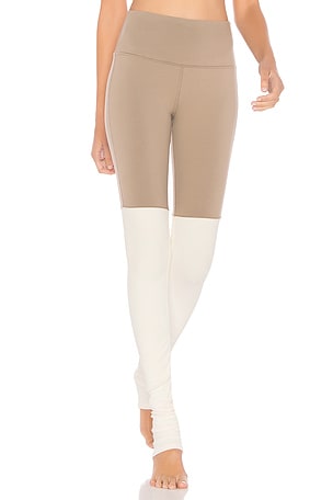 alo High Waist Goddess Legging in Gravel & Pristine | REVOLVE