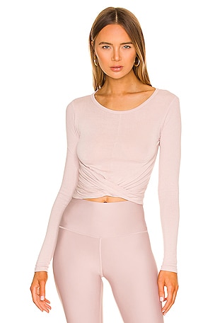 alo Cover Long Sleeve Top in Dusty Pink | REVOLVE