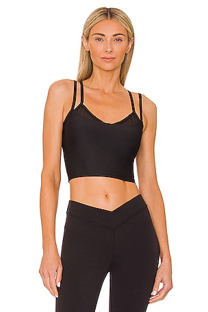 alo Airlift Double Check Bra Tank in Black | REVOLVE