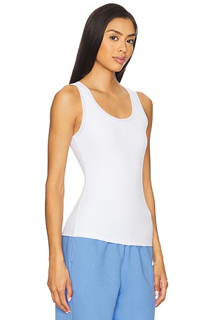 alo Ribbed Mesh Secret Tank Top in White
