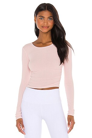 alo Gather Long Sleeve Top in Pink Mauve | REVOLVE