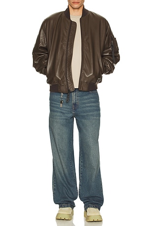 ALPHA INDUSTRIES Leather MA-1 Flight Jacket in Brown. Size XXL/2X. Also