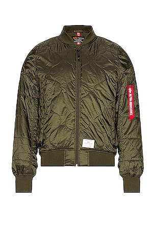 ALPHA INDUSTRIES L-2B Quilted Flight Jacket in Dark Green | REVOLVE