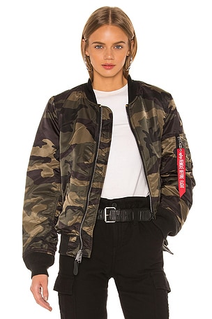 ALPHA INDUSTRIES MA-1 W Bomber in Dark Woodland Camo in Dark