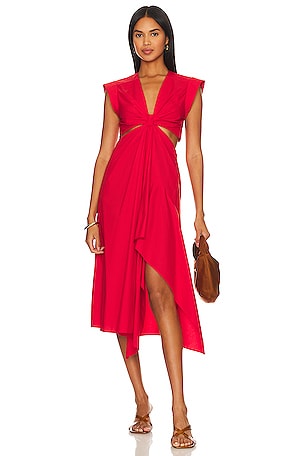 BCBGMAXAZRIA Ruffle Mini Dress in Cherry Tomato REVOLVE