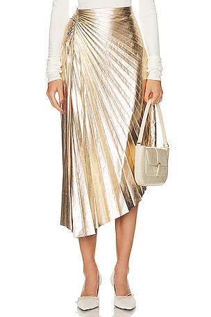 Bardot Pleated Skirt in Metallic Silver | REVOLVE