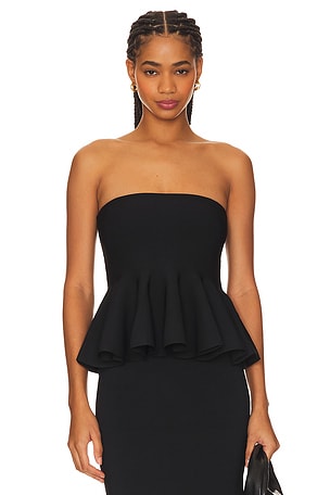 Michael Lauren Axford Rib Fitted Tube Top in Black