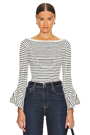 Stripes Knitted Long Sleeve Crop Top