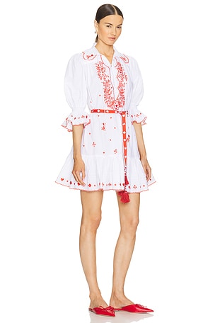 Alemais Hearts Embroidered Mini Dress in White