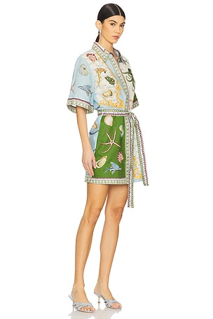Alemais Bath House Mini Dress in Green,Baby Blue