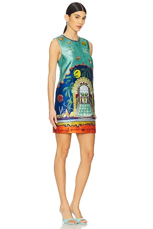 Alemais Surrealist Summer Mini Dress in Blue