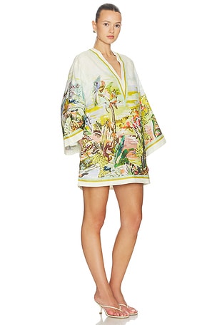 Alemais Jungle Boogie Mini Dress in Green,Baby Blue