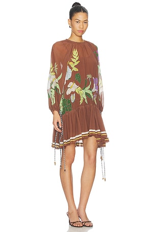 Alemais Alfie Ruched Mini Dress in Chocolate