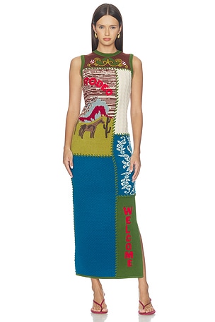 Lasso Patchwork Knit Dress Alemais