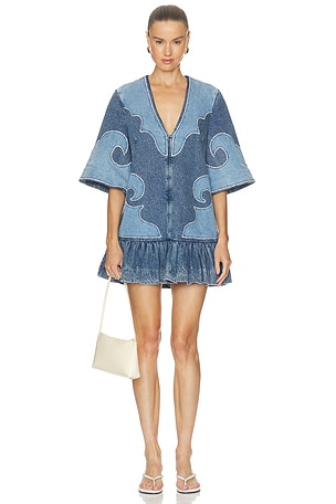Jesse Denim Applique Mini Dress Alemais