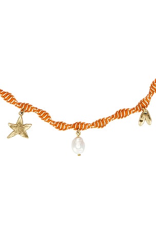 Alemais Calypso Macrame Charm Necklace in Orange