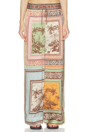 Alemais Alberta Silk Pant in Brown