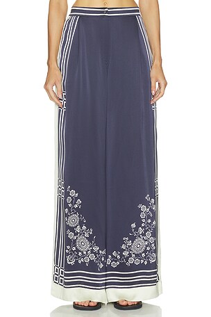 Alemais Banderra Silk Pant in Navy