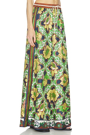 Alemais Liana Silk Palazzo Pant in Green