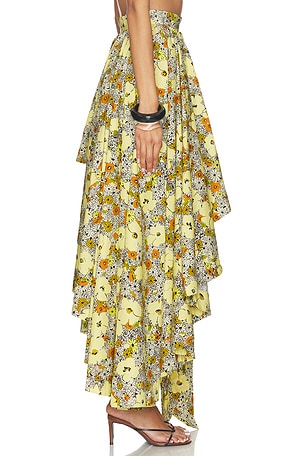 Alemais Orange Blossom Asymmetric Skirt in Yellow