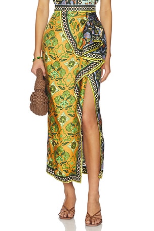 Cece Spliced Silk Skirt Alemais