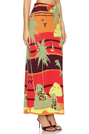 Alemais Palm Island Knit Skirt in Orange