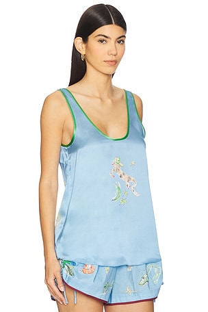 Alemais Anouk Silk Tank Top in Blue