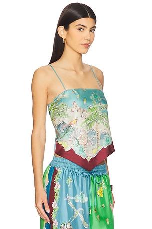 Alemais Daria Silk Scarf Top in Blue,Green