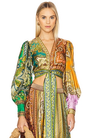 Clemenza Spliced Crop Silk Blouse Alemais