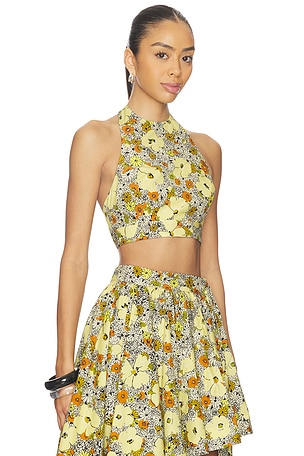 Alemais Orange Blossom Halter Neck Top in Yellow. Size Aus 8/US 4. Also