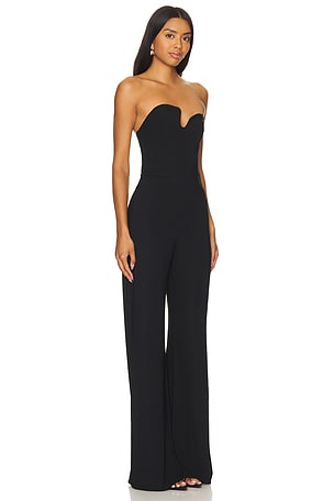 Amanda Uprichard Strapless Puzzle Jumpsuit in Black