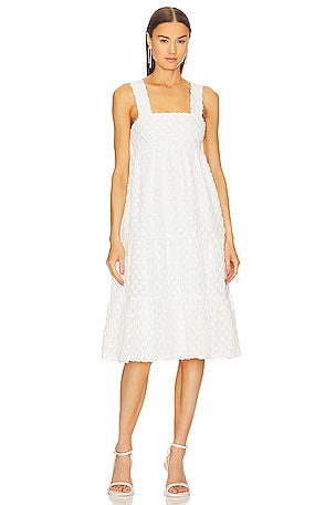 Vince Smocked Mixed Media Cami Dress in Off White