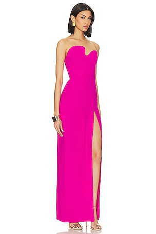 Amanda Uprichard X Revolve Strapless Puzzle Gown in Fuchsia