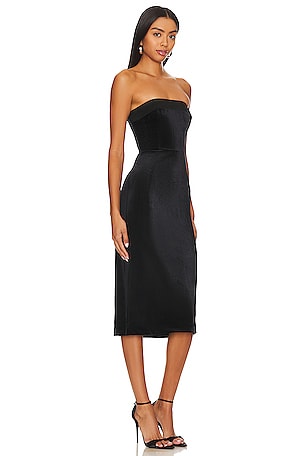 Amanda Uprichard X REVOLVE Kerry Velvet Midi Dress in Black