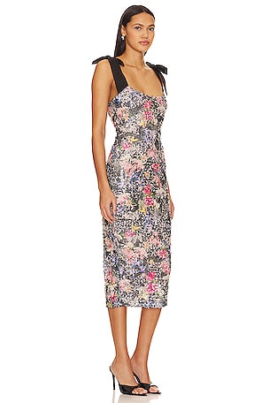 Amanda Uprichard Lusana Midi Dress in Grey,Pink