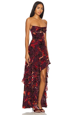 Amanda Uprichard Magnolia Maxi Dress in Burgundy