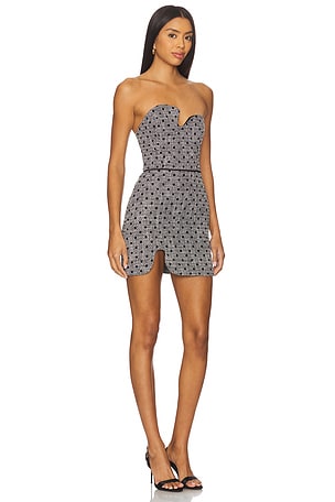 Amanda Uprichard Puzzle Strapless Mini Dress in Black & White