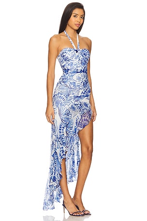 Amanda Uprichard Marabou Dress in Blue. Size S. Also