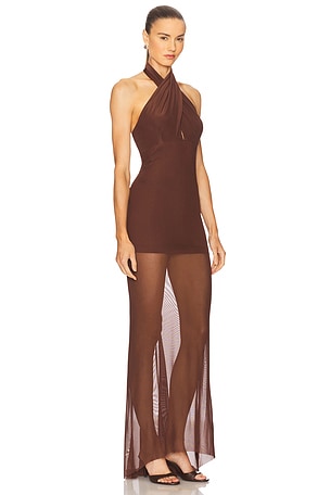 Amanda Uprichard x REVOLVE Alaina Gown in Brown. Size XS. Also