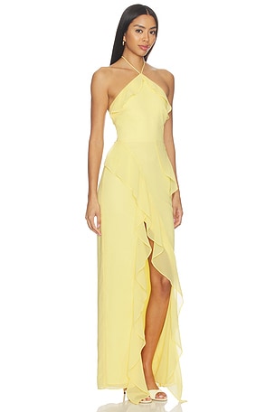 Amanda Uprichard Alessandra Maxi Dress in Yellow. Size XL. Also