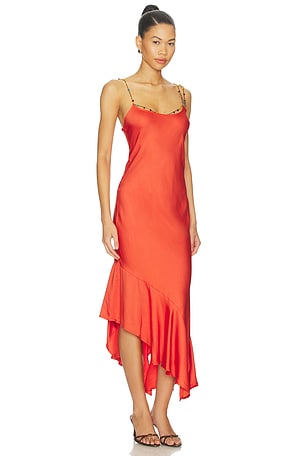 Amanda Uprichard Eros Midi Dress in Orange
