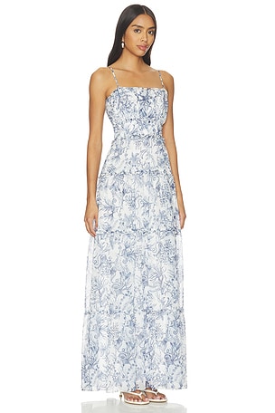 Amanda Uprichard Willow Maxi Dress in White,Navy