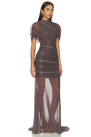 Amanda Uprichard X Revolve Evianna Mesh Gown in Chocolate
