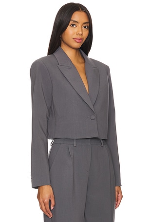 Amanda Uprichard Reggie Crop Blazer in Grey