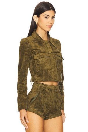 Amanda Uprichard x REVOLVE Lucas Suede Jacket in Olive