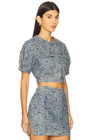 Amanda Uprichard Bello Short Sleeve Jacket in Blue