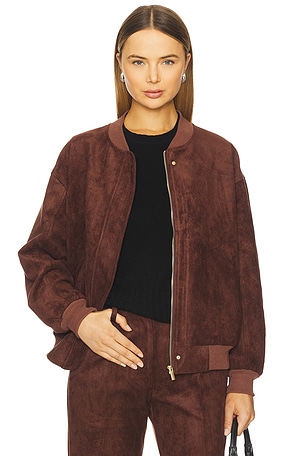 x REVOLVE Vero Suede Bomber Jacket Amanda Uprichard