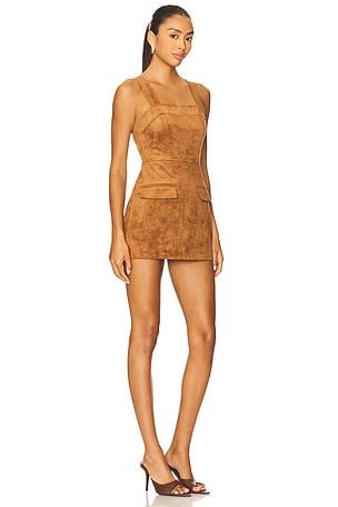 Amanda Uprichard x REVOLVE Yorke Skort Suede Romper in Tan
