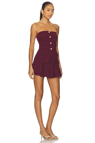 Amanda Uprichard x REVOLVE Kourt Skort Romper in Wine. Size S. Also