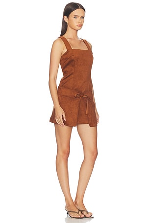 Amanda Uprichard Robin Suede Romper in Brown